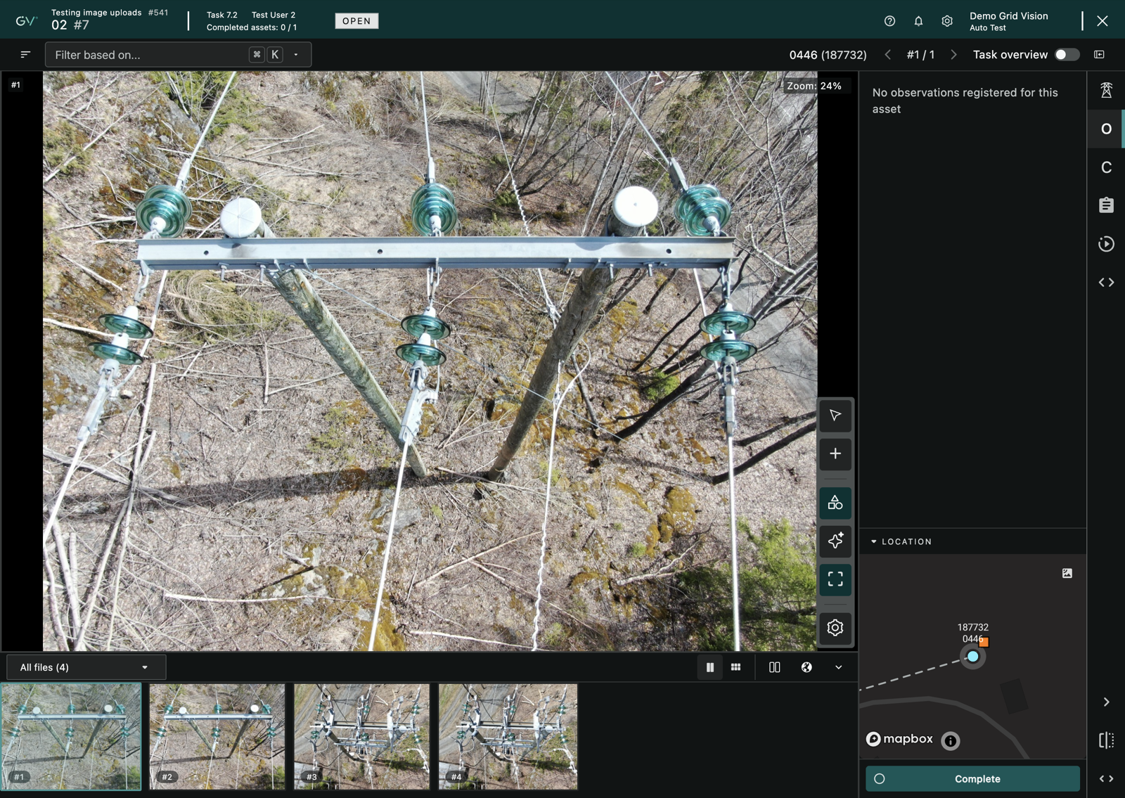 The full Inspect workspace with the module bar, side panel, image viewer and filmstrip